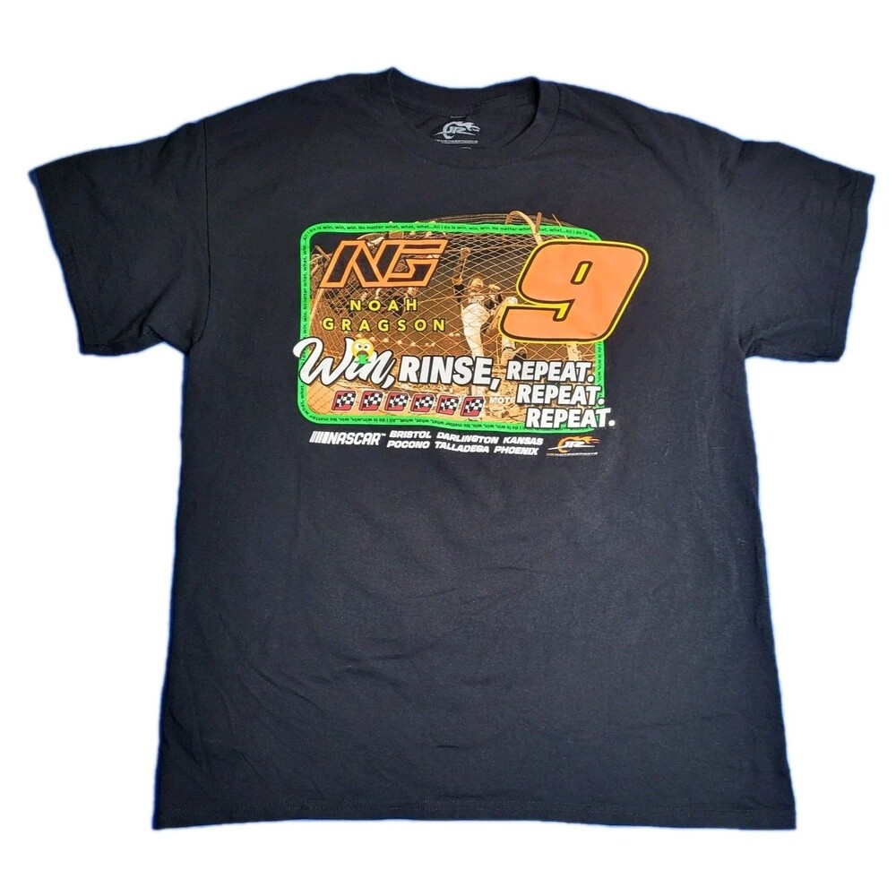 NASCAR Noah Gragson JR Motorsports Men's Large Tshirt - Black & Neon Graphic